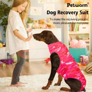 PetWarm Dog Onesie for Surgery Male,Anti-Licking Pet Surgical Recovery Snugly Suit Surgery Suit for Dogs,Professional Pet Recovery Shirt Dog Abdominal Wounds Bandages,Camouflage Pattern,Pink,M