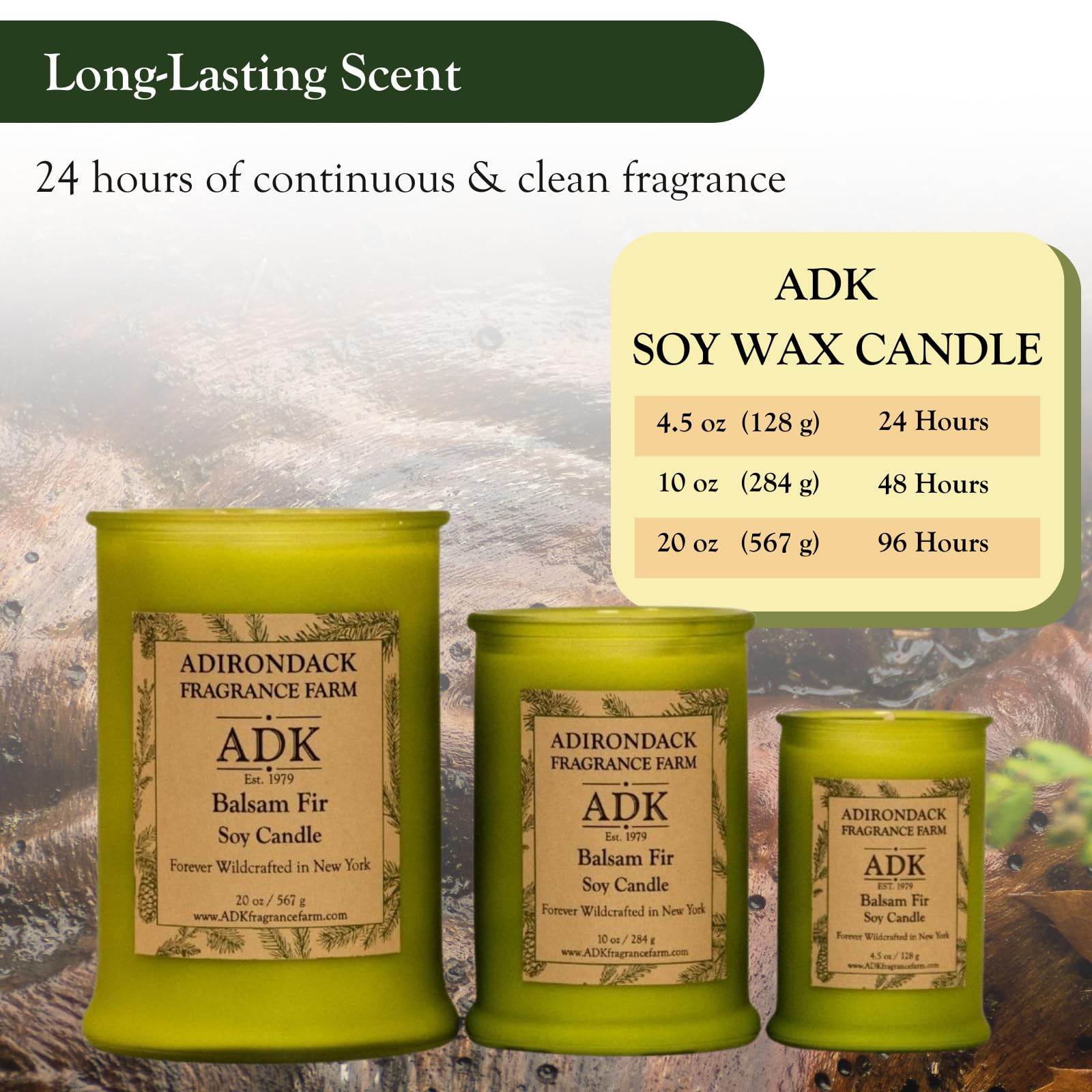 ADK Balsam & Fir Scented Candle, 4.5 Oz Natural Aromatherapy Candle for Home Decor & Kitchen Décor, Relaxing Plant-Based Wax Candles Perfect for Gift Giving