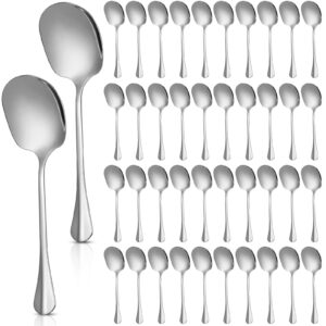 layhit 42 pcs serving spoons stainless steel bulk highly polished 8 inches large serving utensils of spoons solid dishwasher safe serving spoons for buffet catering salads pasta soup home parties