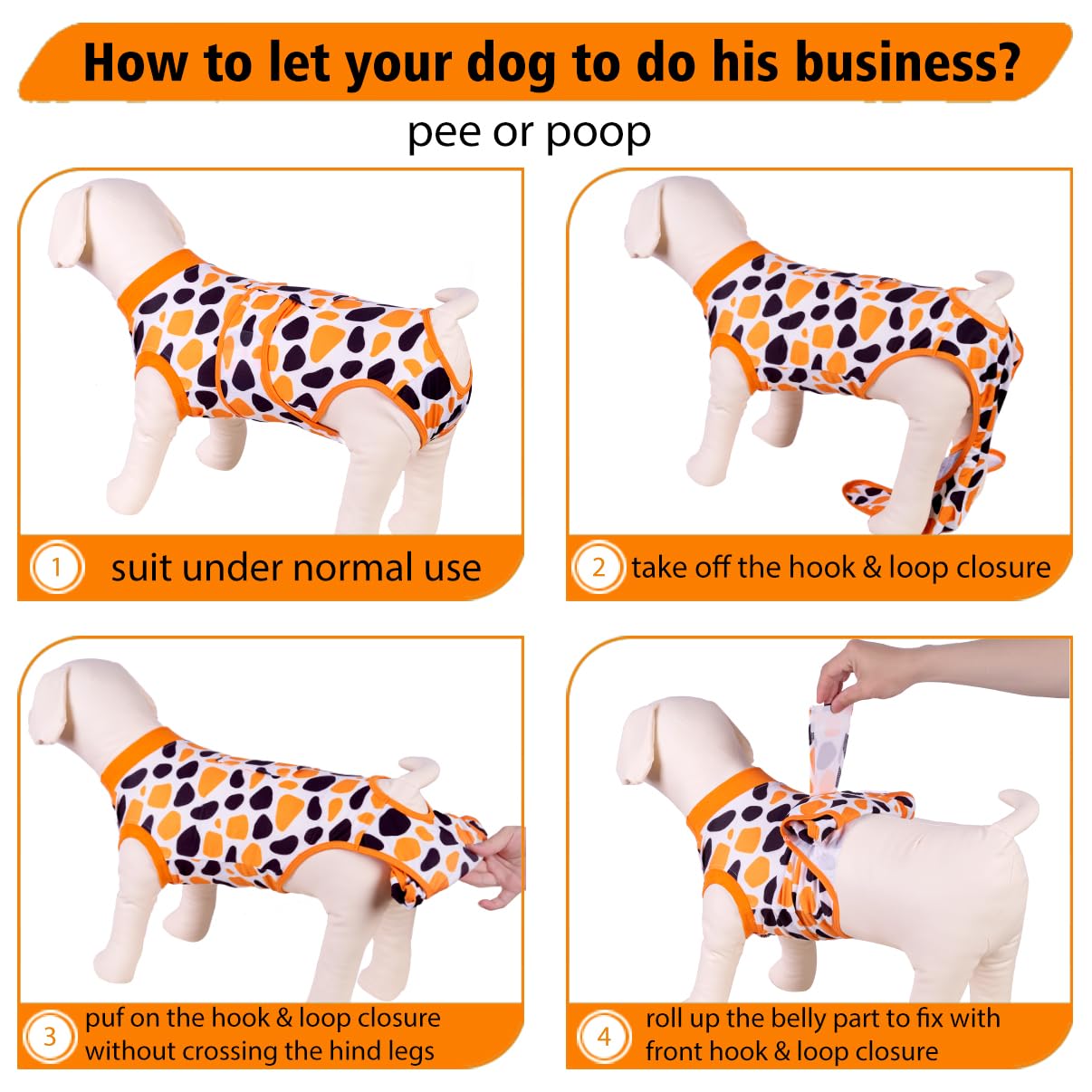 PetWarm Dog Spay Recovery Suit,Recovery Suit for Female Male Dogs,Dog Onesie After Surgey Spay Neuter Professional Pet Recovery Shirt Dog Abdominal Wounds Bandages,Leopard Pattern,Orange,XS