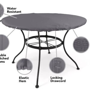 Covermates Round Table Top Cover - Water-Resistant Polyester, Adjustable Buckle Straps, Middle Buckle Strap, Patio Table Covers, 42-48 Diameter, Charcoal