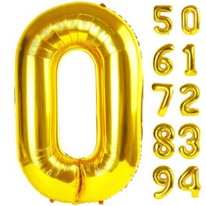 gold number balloon 40 inch, 0 number balloons, 10 20 30 40 50 numbers balloon birthday decorations, gold party supplies for women men