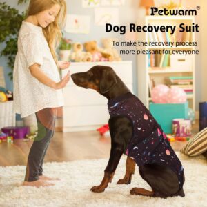 PetWarm Surgery Suit for Dogs Female,Recovery Suit for Female Male Dogs,Professional Pet Recovery Shirt Dog Abdominal Wounds Bandages Prevent Licking Dog Onesies,Galaxy Pattern,Black,XL