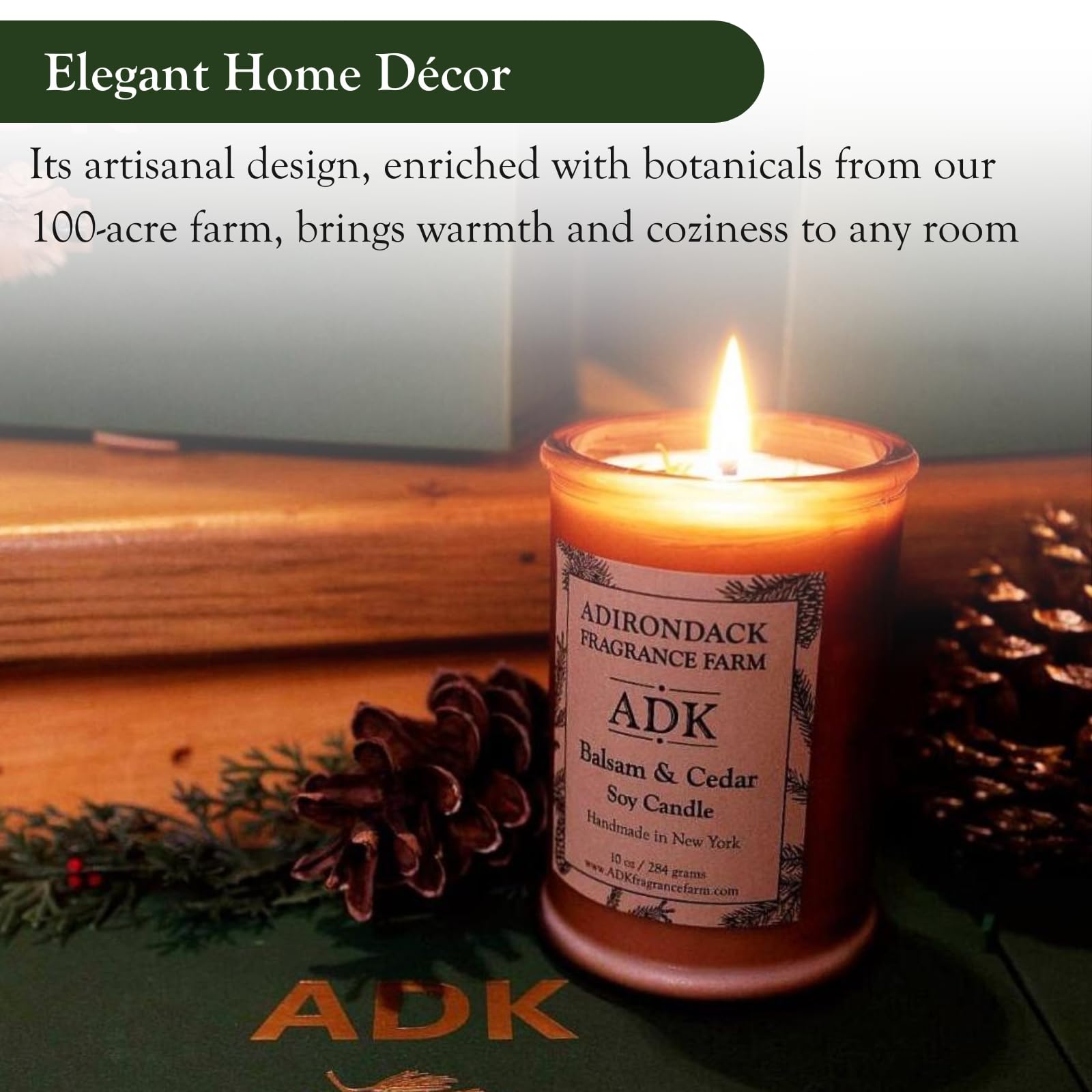 ADK Balsam & Cedar Scented Candle, 20 Oz Natural Aromatherapy Candle for Home Decor & Kitchen Décor, Relaxing Plant-Based Wax Candles for Christmas Gift