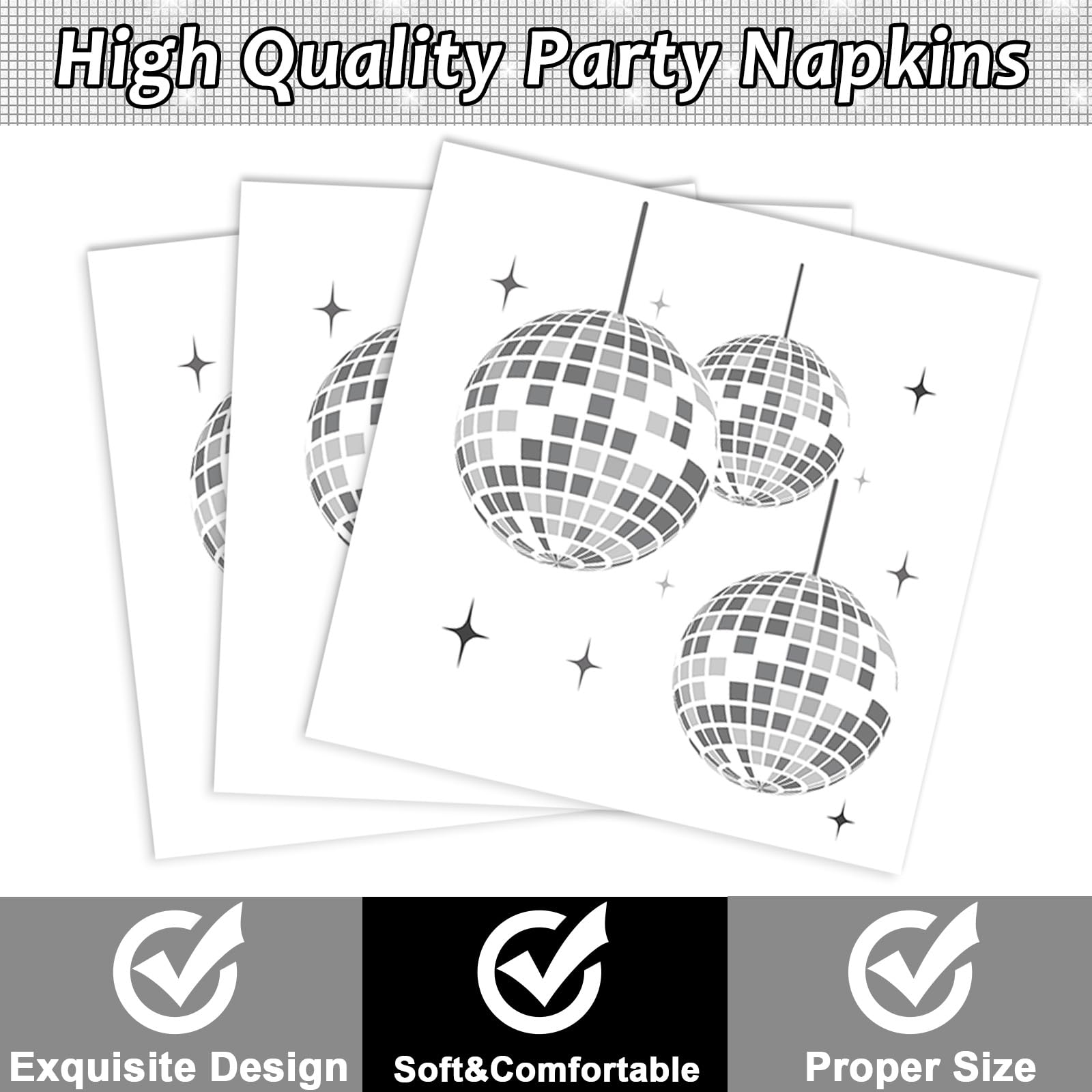 200PCS Disco Theme Party Plates and Napkins 1970s Birthday Party Decorations Silver Disco Birthday Party Plates 70s Disco Party Tableware Set Serves 50 Guests Baby Shower Wedding Party Supplies Favors