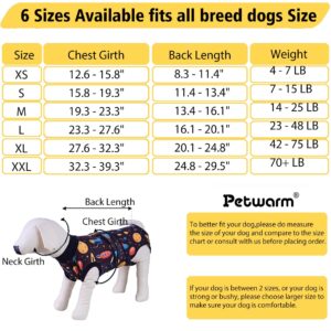 PetWarm Surgery Recovery Suit Male,Hooded Dog Inner Clothes,Substitute E-Collar & Cone Anti-Licking Dog Surgery Recovery Suit Soft Dog Bodysuit for Small Medium Large Dogs,Cosmic Pattern,Black Gold,S