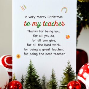 BlinkBlink Christmas Card for Teacher, Christmas Greeting Card with Envelope and Seal, Express Your Love and Warm Christmas Wishes for Your Teacher, Thoughtful Card for Him or Her, Thank You Teacher