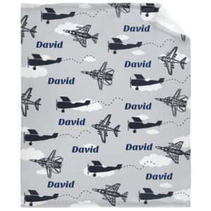 custom airplane baby blanket soft flannel fuzzy warm plush lightweight throw for bed couch sofa camping good gift for kid boy girl teen 30''x 40'' for pets