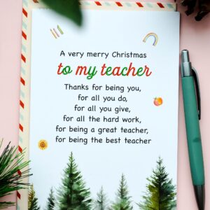 BlinkBlink Christmas Card for Teacher, Christmas Greeting Card with Envelope and Seal, Express Your Love and Warm Christmas Wishes for Your Teacher, Thoughtful Card for Him or Her, Thank You Teacher