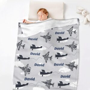 Custom Airplane Baby Blanket Soft Flannel Fuzzy Warm Plush Lightweight Throw for Bed Couch Sofa Camping Good Gift for Kid Boy Girl Teen 30''x 40'' for Pets