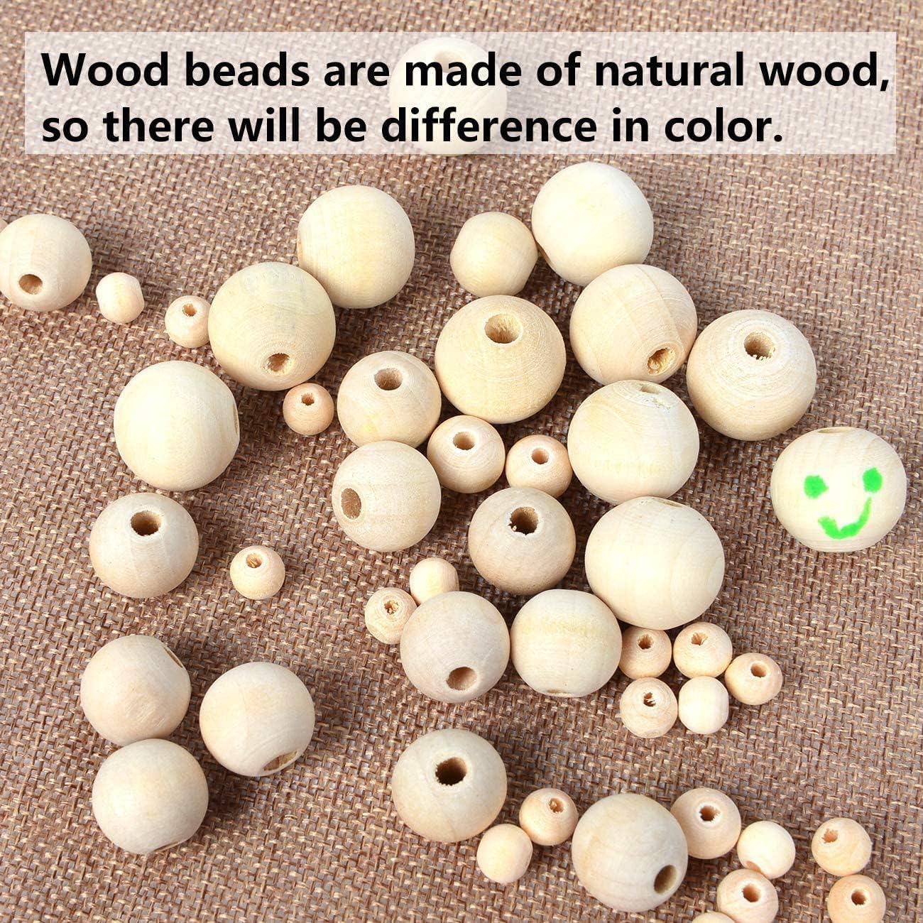 950pcs Wooden Beads for Crafts 7 Sizes Unfinished Natural Wood Beads Wooden Beads Bulk 6mm, 8mm, 10mm, 12mm, 14mm, 16mm, 20mm Beads for Garland Macrame Jewelry Making DIY Farmhouse Decor