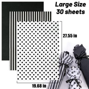 MR FIVE Black and White Tissue Paper Bulk,20" X 28",Black and White Tissue Paper for Gift Bags,Black and White Gift Tissue Paper for Graduation,Birthday,Holiday Party Decoration,30 Sheets (Black)