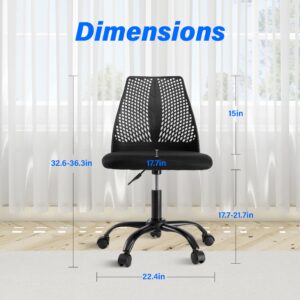 Simple Deluxe Office, Ergonomic Mesh Computer Wheels and Arms and Lumbar Support Adjustable Height Study Chair, Black