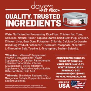 Dave's Pet Food Kidney Support for Dogs with Renal Support (Tuna Pate), Wet Renal Dog Food, Non-Prescription Low Phosphorus, Added Vitamins & Minerals, Vet Formulated (5.5 oz, Pack of 12)