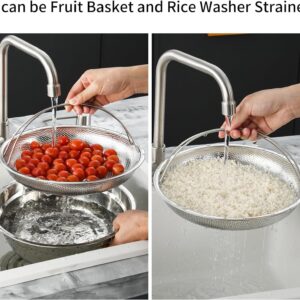 Multifunctional All-In-One Pan Steamer Basket with Handle, Household Stainless Steel Draining Basket Fine Mesh Steam, Dishwasher Safe, Perfect for Steaming Vegetables, Easy Use (S-8.85IN)