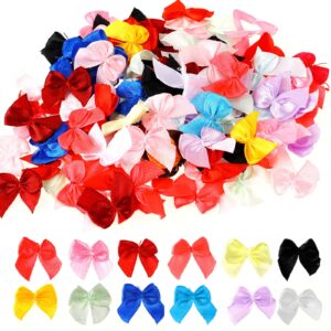 200 pcs mini bows for crafts satin ribbon bows small multicolor diy craft for sewing small bow crafts decoration for presents flowers bow maker hair accessories for wedding randomly mix colors