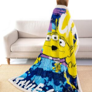 Kids Sherpa Flannel Throw Blanket 50" x 60 inches, Super Soft Cozy Plush Blanket for Indoor and Outdoor Use (Aliens, Throw(50'' × 60''))