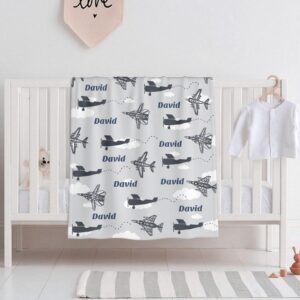 Custom Airplane Baby Blanket Soft Flannel Fuzzy Warm Plush Lightweight Throw for Bed Couch Sofa Camping Good Gift for Kid Boy Girl Teen 30''x 40'' for Pets