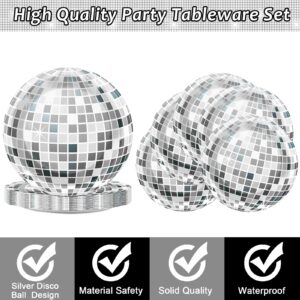 200PCS Disco Theme Party Plates and Napkins 1970s Birthday Party Decorations Silver Disco Birthday Party Plates 70s Disco Party Tableware Set Serves 50 Guests Baby Shower Wedding Party Supplies Favors