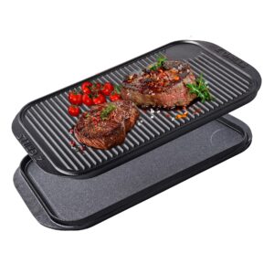 z grills cast iron griddle 2-in-1 reversible grill pan, ideal for gas stovetop, campfire, and oven cooking, lightly pre-seasoned for enhanced flavor, 20-inch