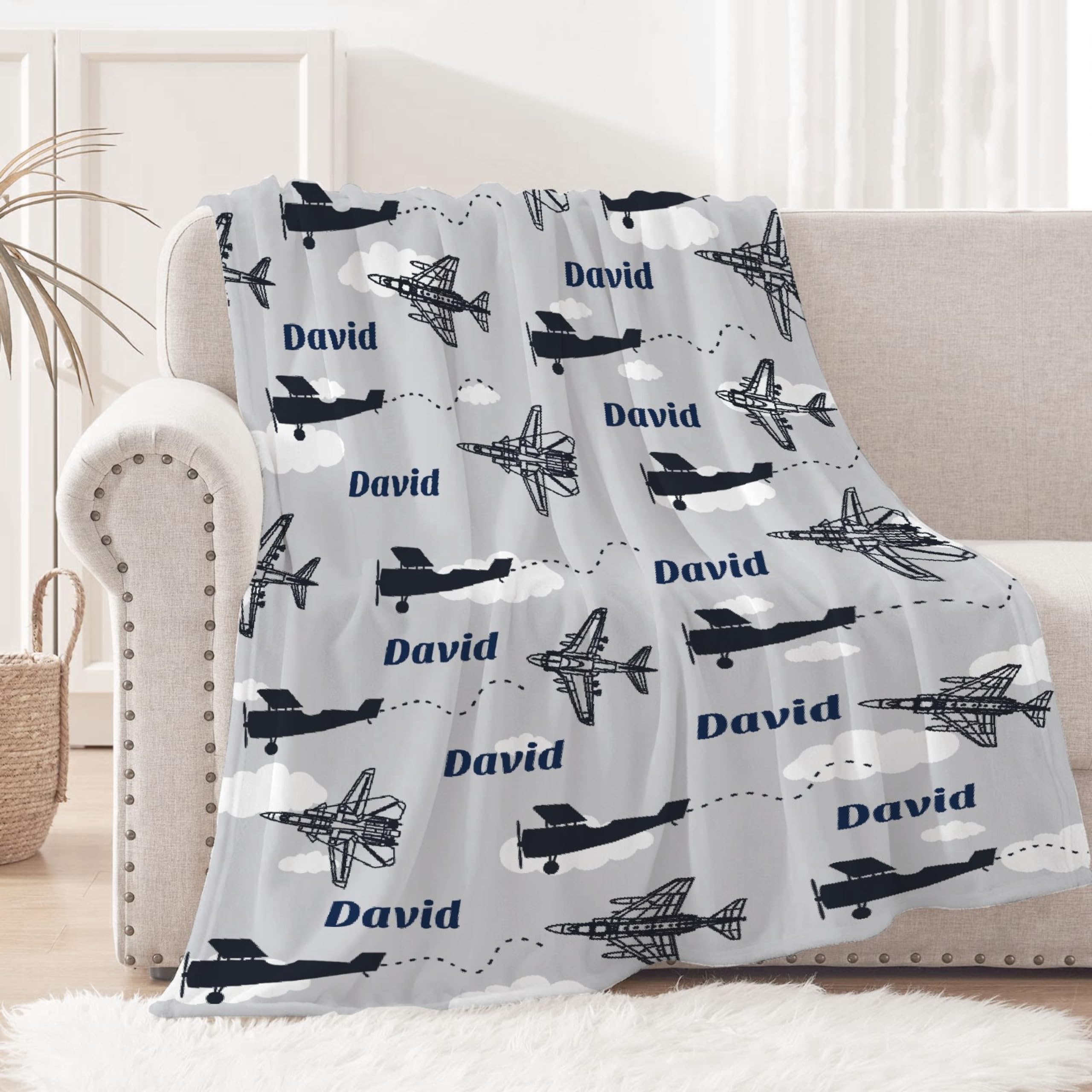 Custom Airplane Baby Blanket Soft Flannel Fuzzy Warm Plush Lightweight Throw for Bed Couch Sofa Camping Good Gift for Kid Boy Girl Teen 30''x 40'' for Pets