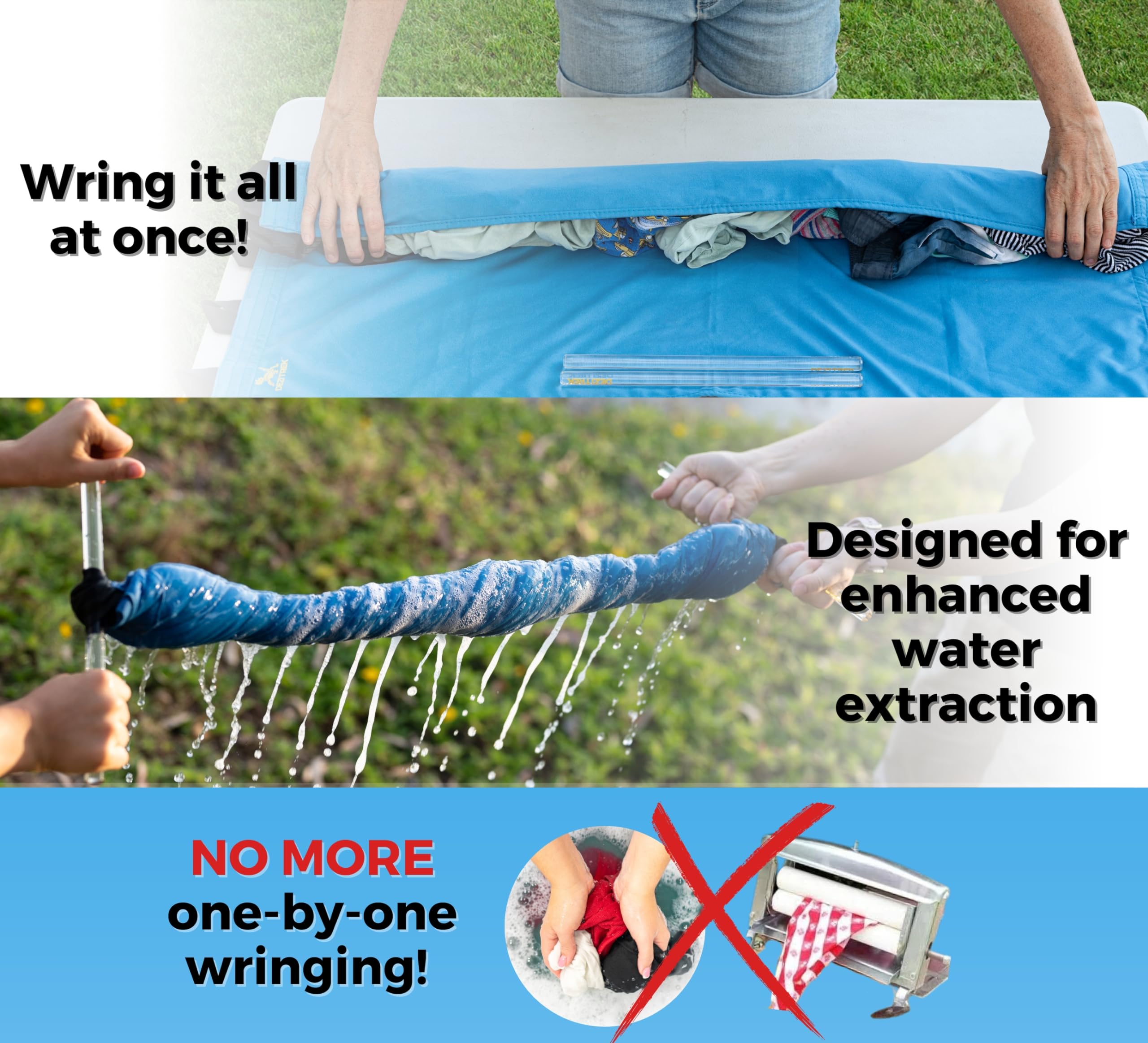 Dezitrek Original Ultra Light Clothes Wringer - Ideal for Light-Weight Clothing, Manual Hand Crank Laundry Wringer for Off Grid Living, Camping, Hotel and Travel - Compact, Eco-Friendly Towel Wringer