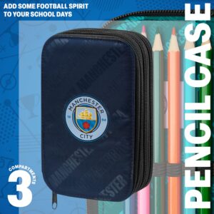 Manchester City F.C. Filled Pencil Case Colouring Stationery Set School Supplies, Navy