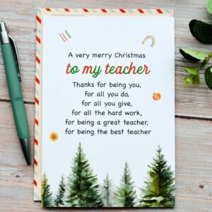 BlinkBlink Christmas Card for Teacher, Christmas Greeting Card with Envelope and Seal, Express Your Love and Warm Christmas Wishes for Your Teacher, Thoughtful Card for Him or Her, Thank You Teacher