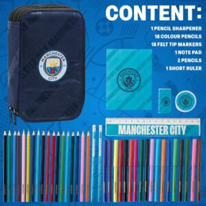 Manchester City F.C. Filled Pencil Case Colouring Stationery Set School Supplies, Navy