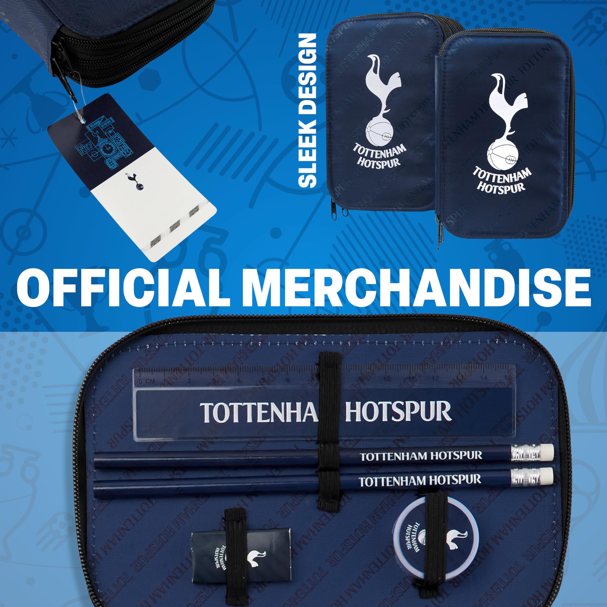 Tottenham Hotspur F.C. Filled Pencil Case, Stationery Set - School Supplies