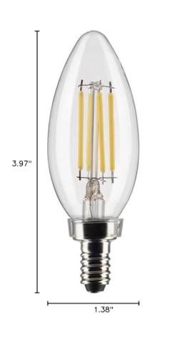 Satco S21820 4 Watt B11 LED Bulb, Clear, Candelabra Base, 3000K, 350 Lumens, 120 Volt, 2-Pack