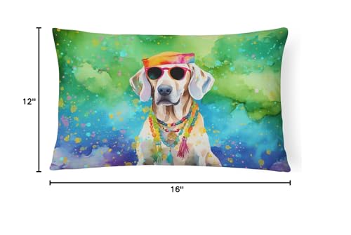 Caroline's Treasures DAC2565PW1216 Weimaraner Hippie Dawg Fabric Decorative Pillow Machine Washable, Indoor Outdoor Decorative Pillow for Couch, Bed or Patio, 12HX16W