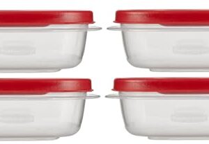 Utensilux Rubbermaid Food Storage Containers, 1.25 Cup Food Storage Containers, 9 Peice Set, Easy Find Lids, 4 Containers, 4 Lids Chalk Pen And Chalk Labels