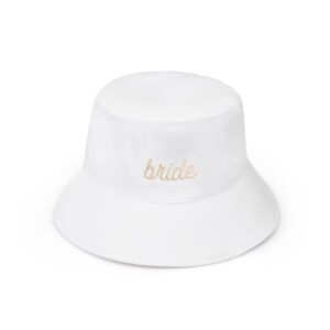 xo, fetti bachelorette party embroidered white bride bucket hat | bach party decorations, beige bride to be accessory, neutral bridesmaid favors, bridal shower supplies