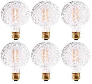 vintage led edison bulb g30 4w dimmable led filament bulb globe pineapple shaped light bulb 2300k warm white e26 400lm equivalent 40w incandescent (clear, 6 pack)