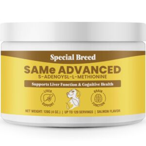 special breed same for dogs - s-adenosyl-l-methionine, same advanced, liver support supplement for dogs, brain and cognitive support, sam e for dogs (120 grams)