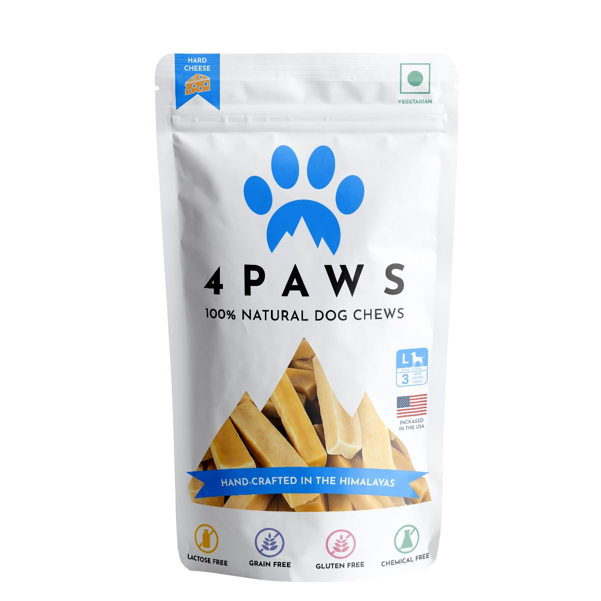 4PAWS Himalayan Yak Cheese Dental Chews | 100% Natural Dog Chews | Lactose Free, Gluten Free | Long-Lasting Dog Treats (5 Small Chews)