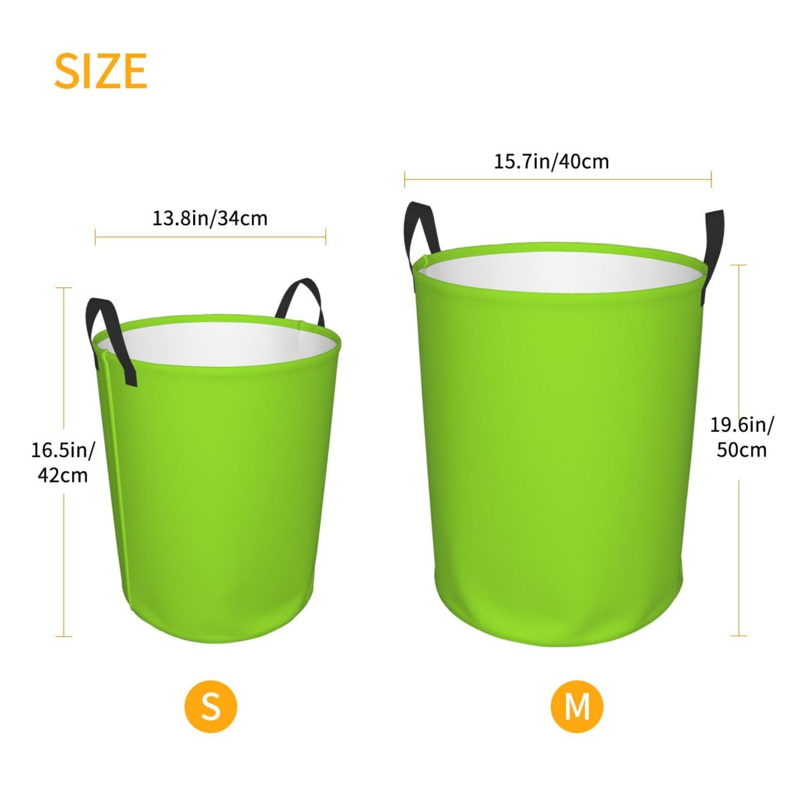 Green Yellow Lime Laundry Basket Waterproof Foldable Laundry Hamper with Durable Handle Circular Dirty Clothes Storage Basket for Living Room Bedroom Bathroom