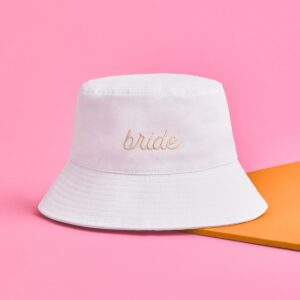 xo, Fetti Bachelorette Party Embroidered White Bride Bucket Hat | Bach Party Decorations, Beige Bride to Be Accessory, Neutral Bridesmaid Favors, Bridal Shower Supplies