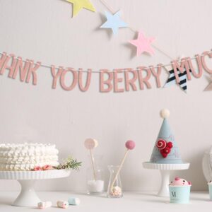 Thank You Berry Much Banner, Strawberry Themed Bachelorette Wedding Bridal Shower Party Decorations, Thanksgiving Day Decoration, Fruit Birthday Baby Shower Party Supplies Rose Gold Red