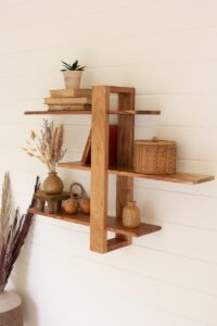 kalalou nrah1025 acacia wood three tiered adjustable shelf