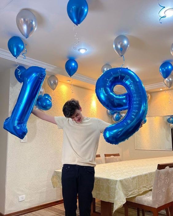 40 Inch Navy Blue 1 Balloon for First Birthday, Blue One 1st Number Balloon Birthday Decorations for Man, 10th 21st, Giant Number 1 Balloon