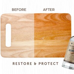 Kate Naturals Mineral Oil for Cutting Board 8oz with Wax Applicator. Food Grade & Food Safe Mineral Oil to Protect Wood on Cutting Boards & Butcher Blocks