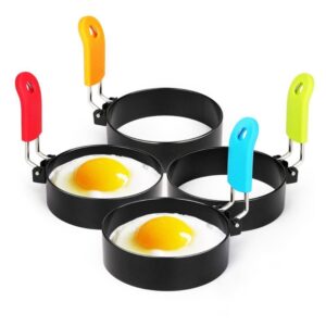 1-6 pcs non stick egg frying rings perfect circle round fried/poach mould pancake (4 pcs ring molds)