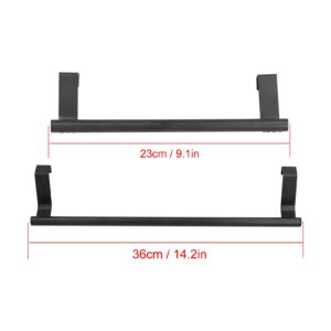 2Pcs Black Towel Rack,Hangable Cabinet Door Towel Rack,Stainless Steel Over The Door Towel Bar for Home and Hotel,Universal Fit on Kitchen Bathroom Over Cabinet Cupboard(36cm)