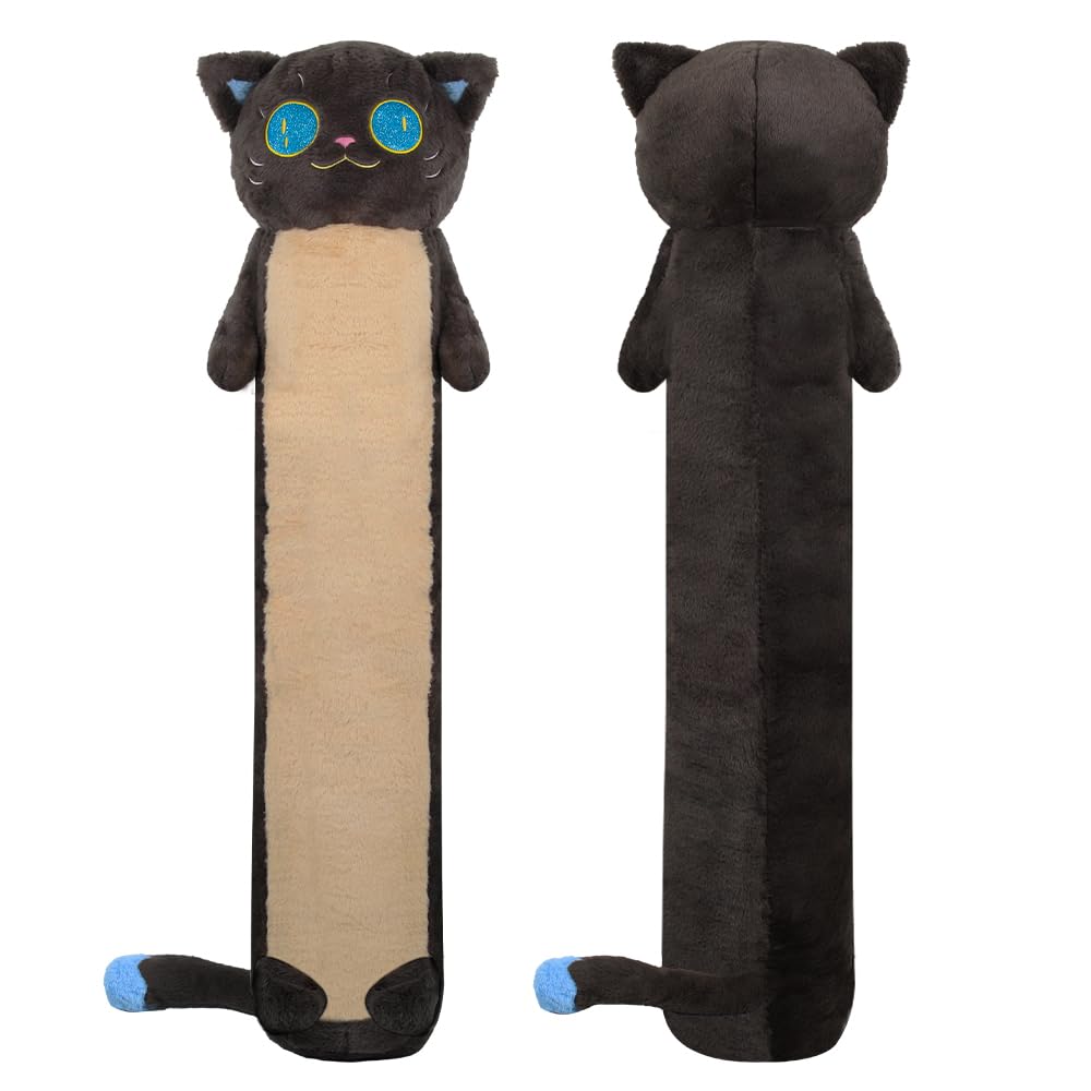 MerryXD Long Cat Plush Kawaii Body Pillow, 44” Cute Black Cat Stuffed Animals Soft Plushies, Big Eyes Kitten Plush Toys Throw Pillow Doll Gift for Girlfriend,Birthday,Christmas,Halloween