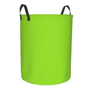 Green Yellow Lime Laundry Basket Waterproof Foldable Laundry Hamper with Durable Handle Circular Dirty Clothes Storage Basket for Living Room Bedroom Bathroom