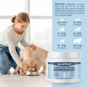 Special Breed Bovine Colostrum for Dogs and Cats, Immune Support Supplement for Allergy and Itch Relief, Grass Fed Colostrum Powder (120 Grams)