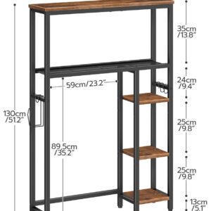 HOOBRO Over The Toilet Storage, 5-Tier Industrial Bathroom Organizer, Bathroom Space Saver with Toilet Paper Holder, Toilet Storage Rack, Small Spaces, Rustic Brown and Black BF84TS01