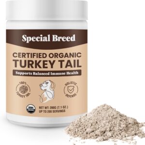 special breed turkey tail mushroom for dogs and cats - certified organic turkey tail powder, canine immune support, 200 grams